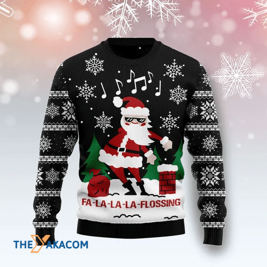 Merry Xmas Fa La La La Flossing Santa Claus With Sun Glasses Gift For Christmas Party Ugly Christmas Sweater