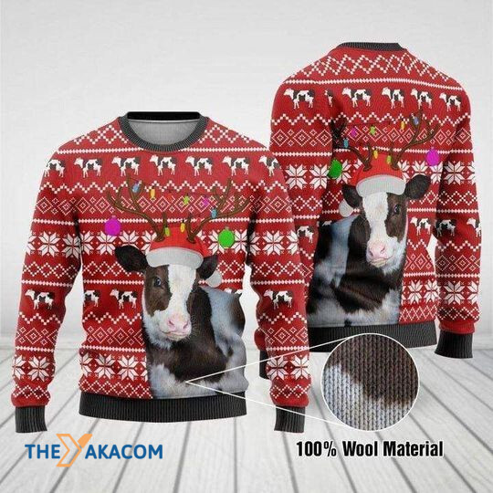 Merry Xmas Farmers This Is My Christmas Cows Vintage Pattern Ugly Christmas Sweater