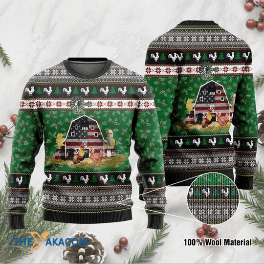 Merry Xmas Farming Chickens Gift For Christmas Party Ugly Christmas Sweater