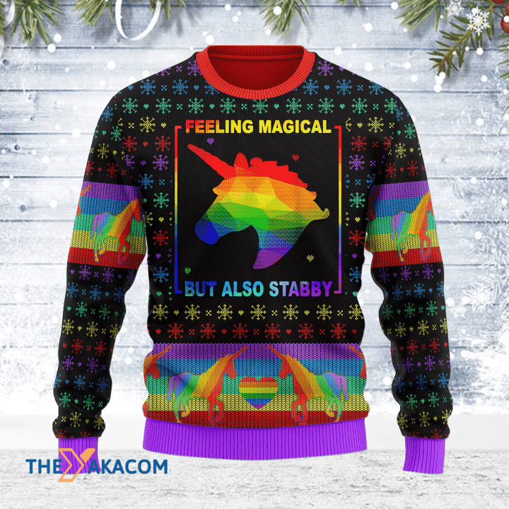 Merry Xmas Feeling Magical But Also Stabby Awesome Gift For Christmas Ugly Christmas Sweater