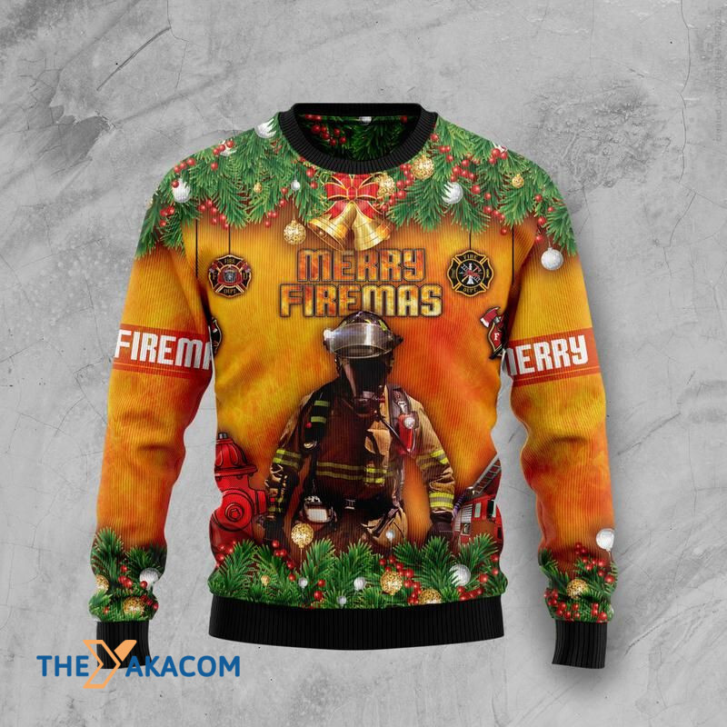 Merry Xmas Firefighter So Respect Awesome Gift For Christmas Ugly Christmas Sweater