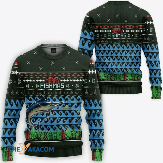 Merry Xmas Fishing Time Together Gift For Christmas Party Ugly Christmas Sweater