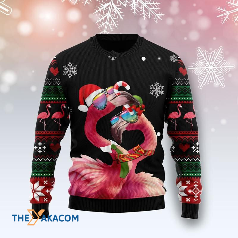 Merry Xmas Flamingo Couple Awesome Gift For Christmas Ugly Christmas Sweater