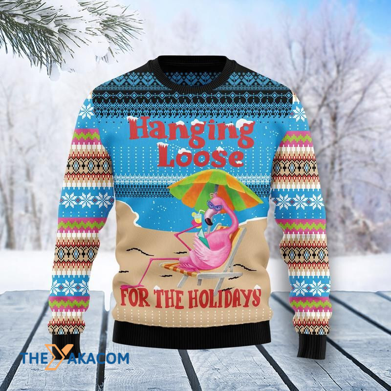 Merry Xmas Flamingo Hanging Loose For The Holidays Awesome Gift For Christmas Ugly Christmas Sweater