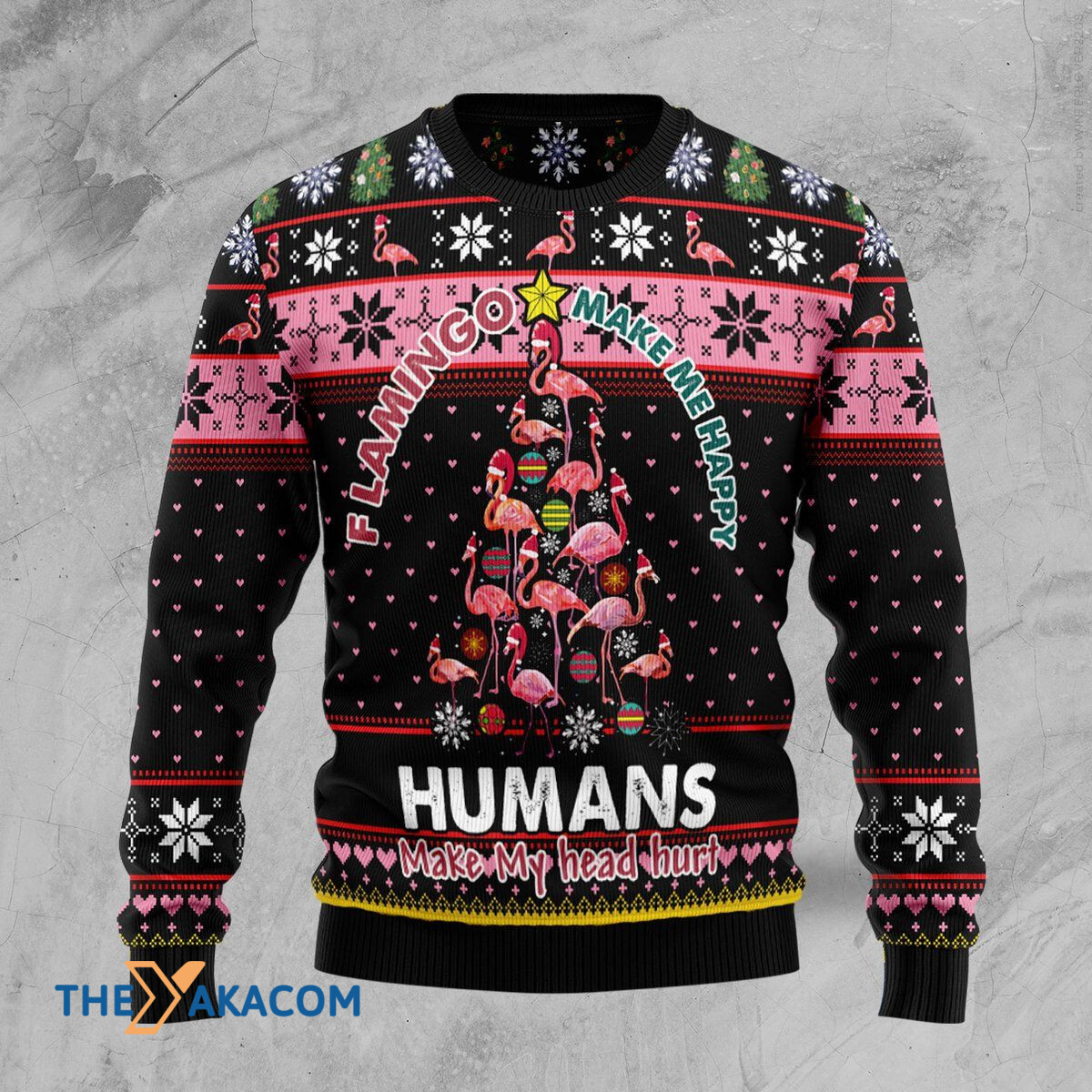 Merry Xmas Flamingo Make Me Happy Humans Make My Head Hurt Awesome Gift For Christmas Ugly Christmas Sweater