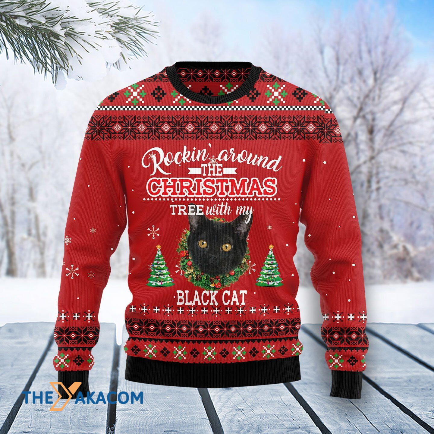 Merry Xmas For Cat Lovers Black Cat Awesome Gift For Christmas Ugly Christmas Sweater