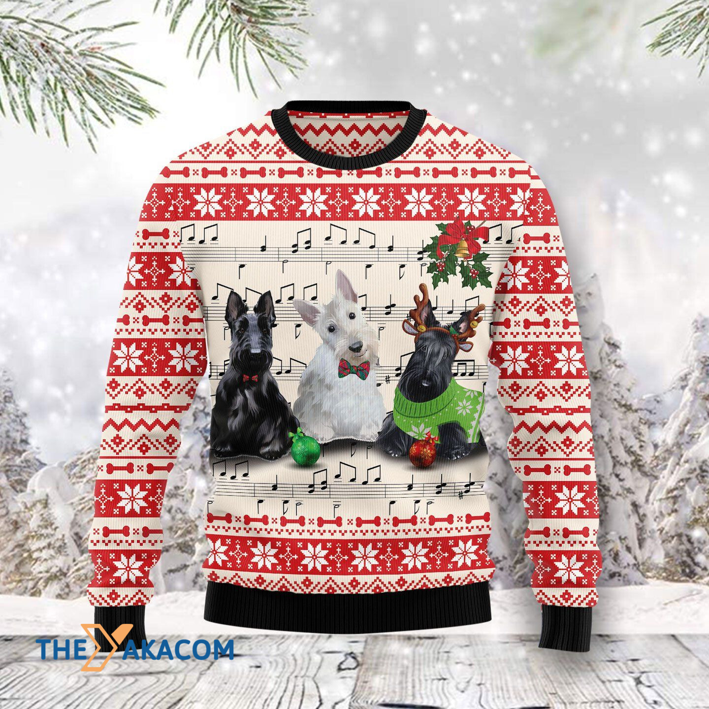 Merry Xmas For Dog Lovers Scottish Terrier Music Awesome Gift For Christmas Ugly Christmas Sweater