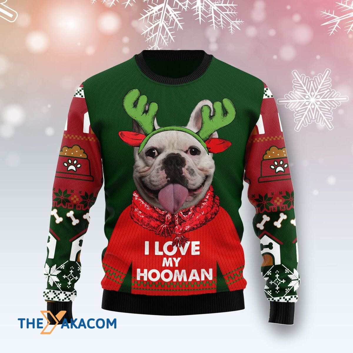 Merry Xmas French Bulldog I Love My Hooman Awesome Gift For Christmas Ugly Christmas Sweater