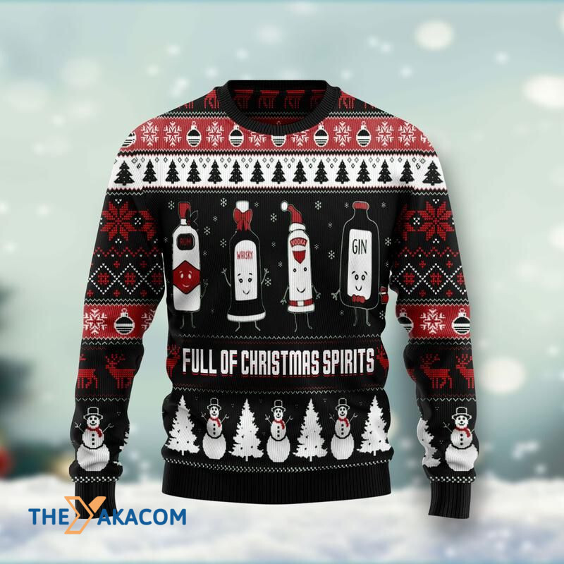 Merry Xmas Full Of Christmas Spirits Awesome Gift For Christmas Ugly Christmas Sweater