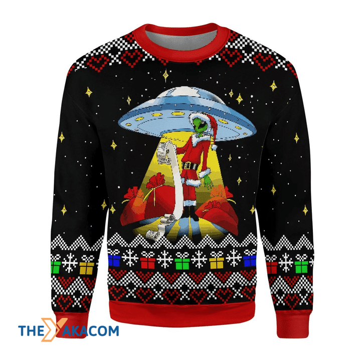 Merry Xmas Funny Alien UFO Awesome Gift For Christmas Ugly Christmas Sweater