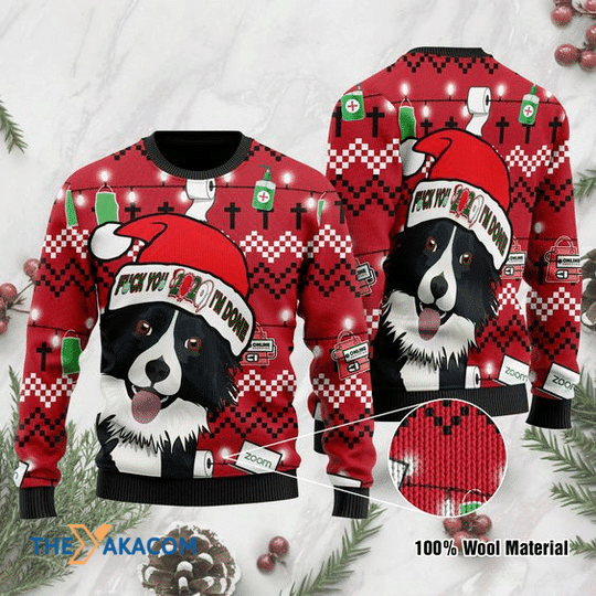 Merry Xmas Funny Black And White Border Collie Gift For Christmas Party Ugly Christmas Sweater