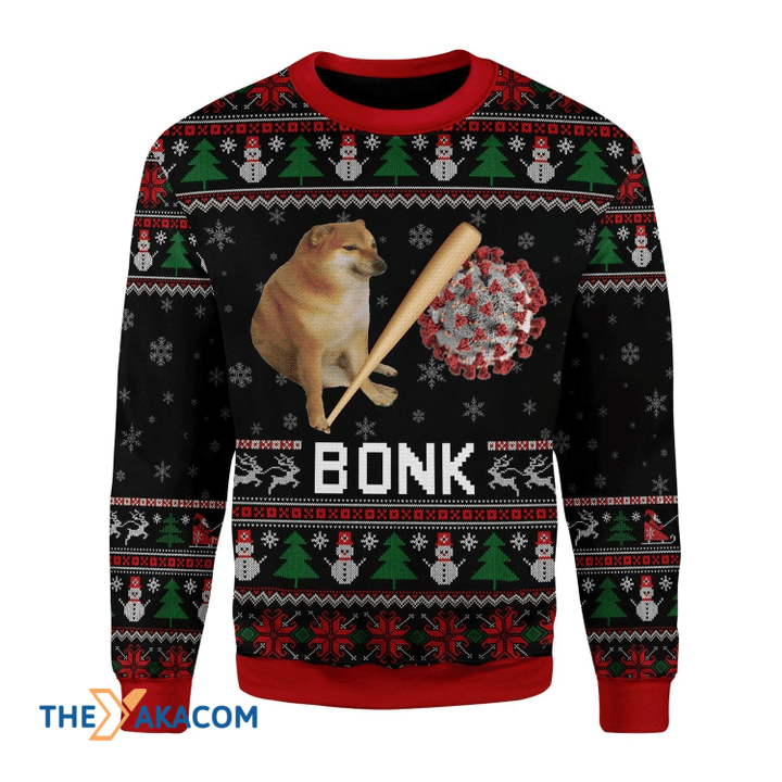 Merry Xmas Funny Bonk Coronavirus Meme Awesome Gift For Christmas Ugly Christmas Sweater