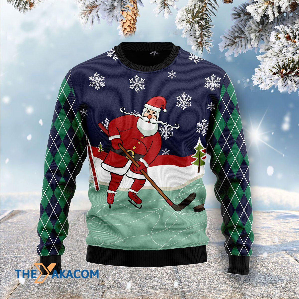 Merry Xmas Funny Hockey Santa Claus Awesome Gift For Christmas Ugly Christmas Sweater