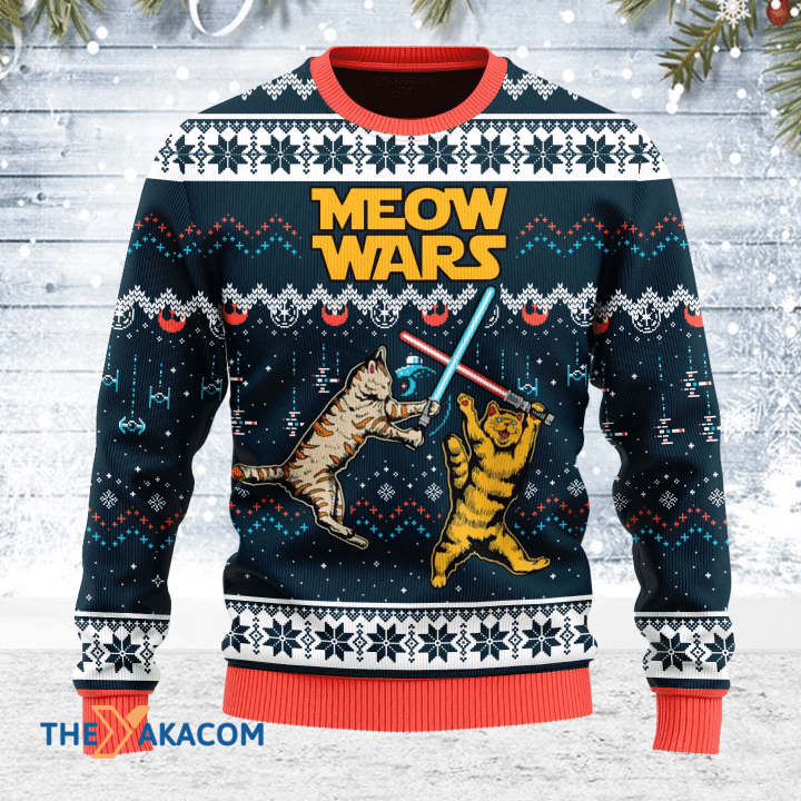 Merry Xmas Funny Meow Wars Awesome Gift For Christmas Ugly Christmas Sweater