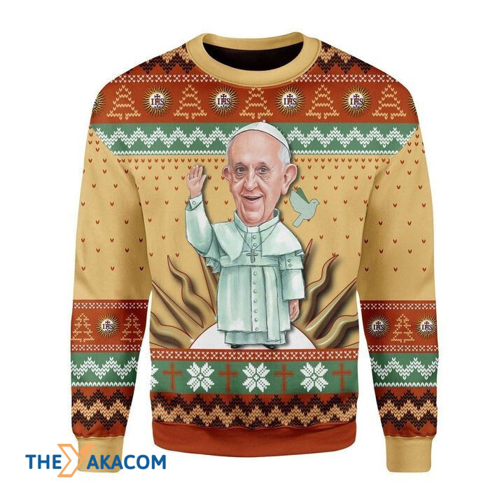 Merry Xmas Funny Pope Francis Awesome Gift For Christmas Ugly Christmas Sweater