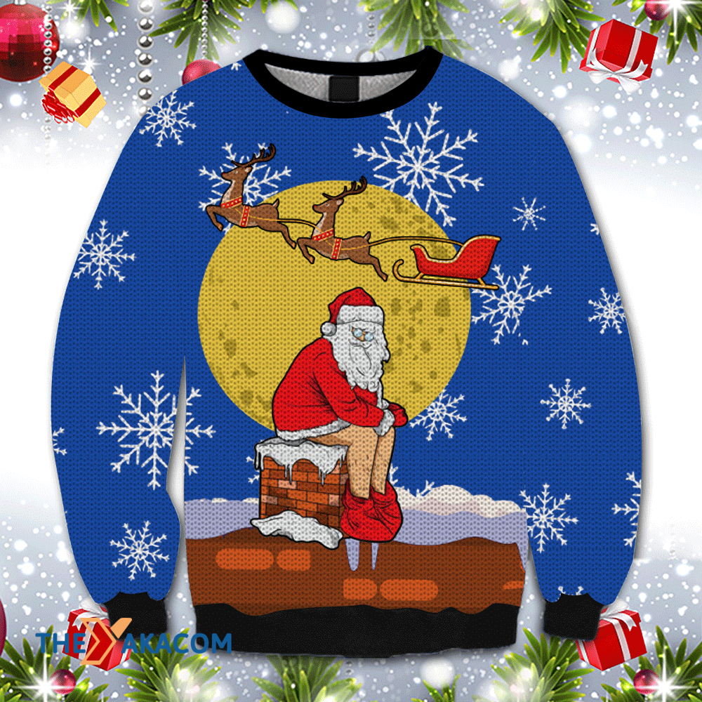 Merry Xmas Funny Santa Claus Has Troubles Awesome Gift For Christmas Ugly Christmas Sweater