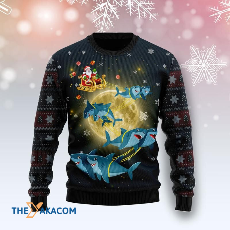 Merry Xmas Funny Santa Shark Awesome Gift For Christmas Ugly Christmas Sweater