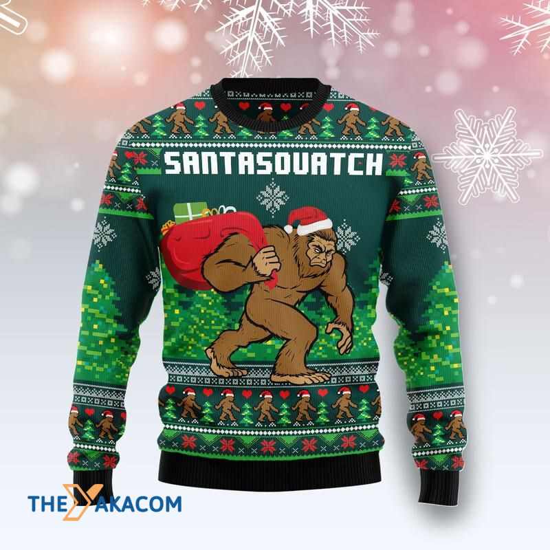 Merry Xmas Funny Santasquatch Bigfoot Awesome Gift For Christmas Ugly Christmas Sweater