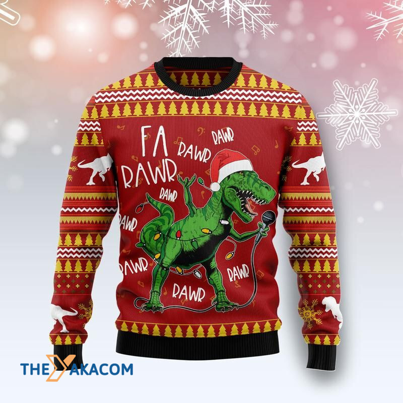 Merry Xmas Funny Singing Dinosaur Awesome Gift For Christmas Ugly Christmas Sweater