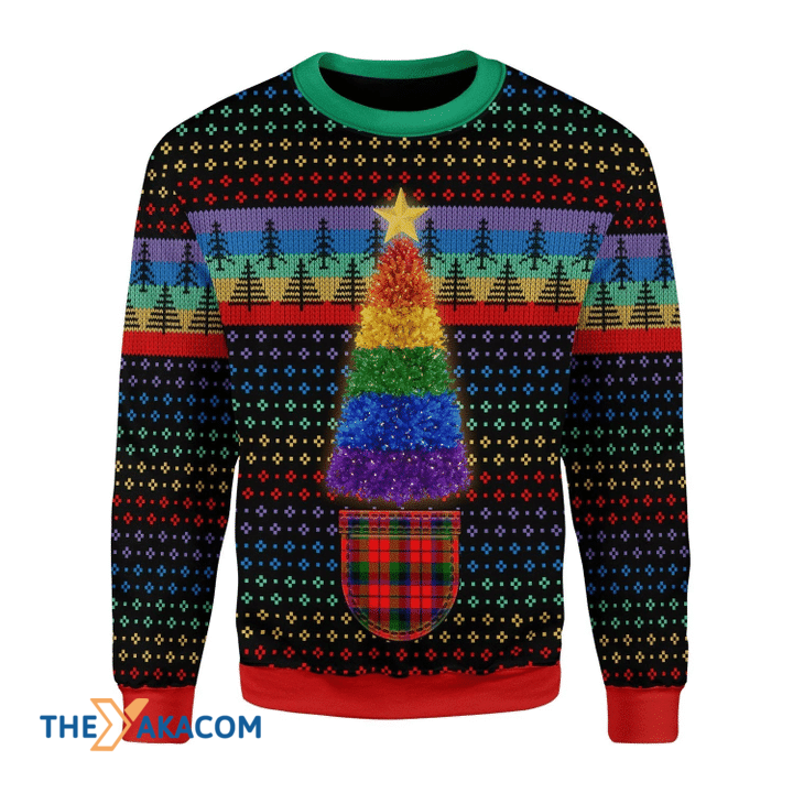 Merry Xmas Glowing LGBTQ+ Christmas Tree Awesome Gift For Christmas Ugly Christmas Sweater