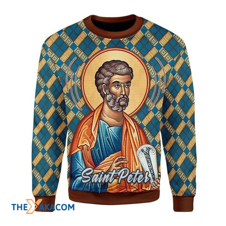 Merry Xmas Golden Saint Peter Awesome Gift For Christmas Ugly Christmas Sweater