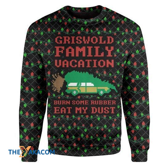 Merry Xmas Griswold Family Vacation Burn Some Rubber Eat My Dust Gift For Christmas Party Ugly Christmas Sweater