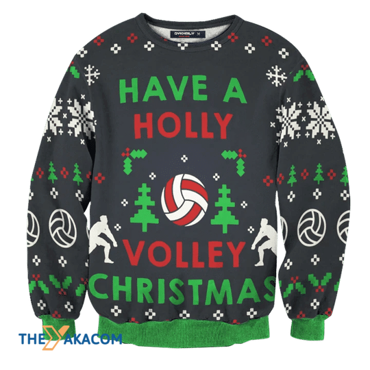 Merry Xmas Have A Holly Volley Christmas Special Pattern Ugly Christmas Sweater