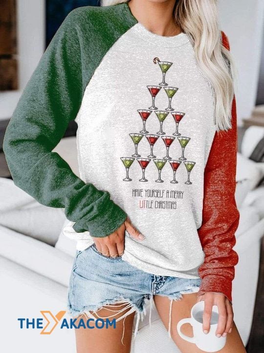 Merry Xmas Have Yourself A Merry Little Martini Glass Tree Unisex Special Pattern Christmas Sweater