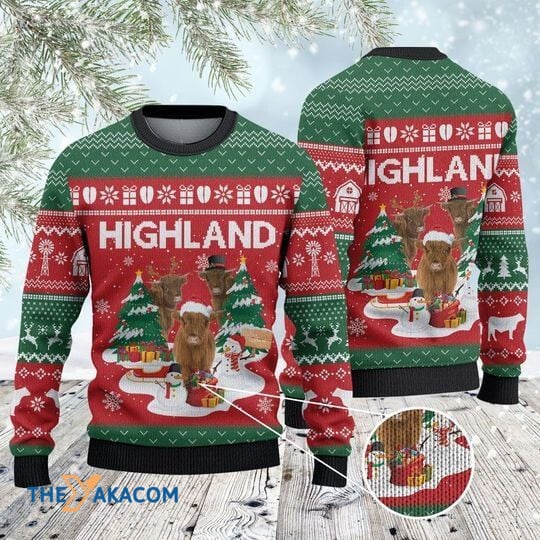 Merry Xmas Highland Cattle Lovers Awesome Gift For Christmas Ugly Christmas Sweater