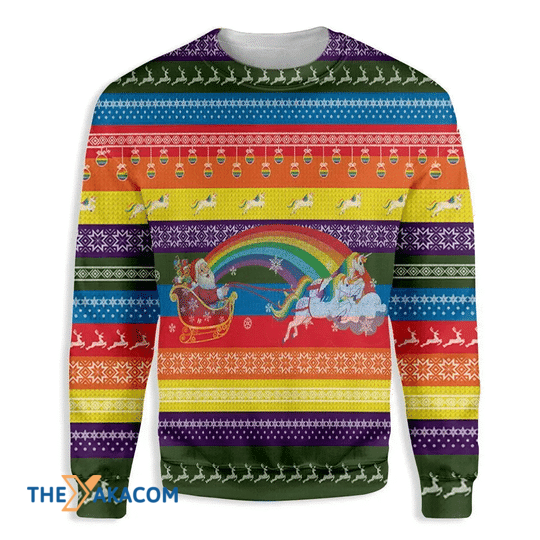 Merry Xmas Ho Ho Ho Homo Unicorn Christmas Pride Gift For Christmas Party Ugly Christmas Sweater