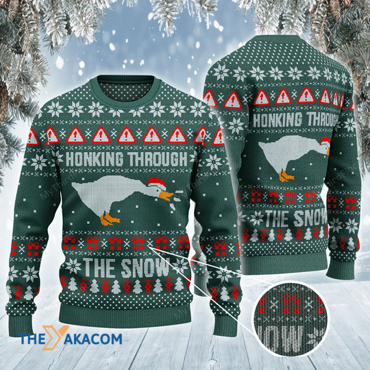 Merry Xmas Honking Through The Snow Awesome Gift For Christmas Ugly Christmas Sweater