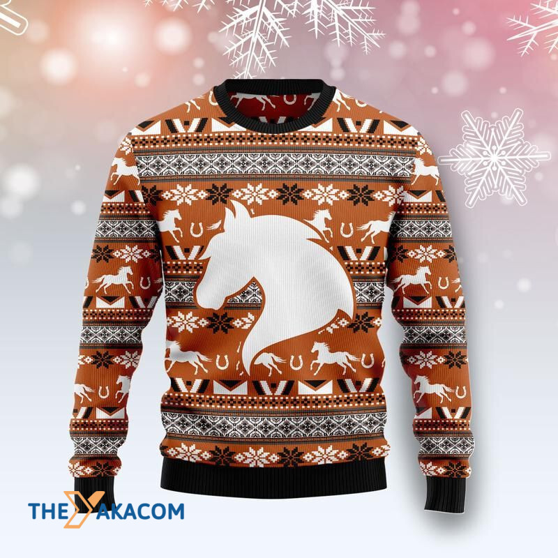 Merry Xmas Horse Pattern Awesome Gift For Christmas Ugly Christmas Sweater