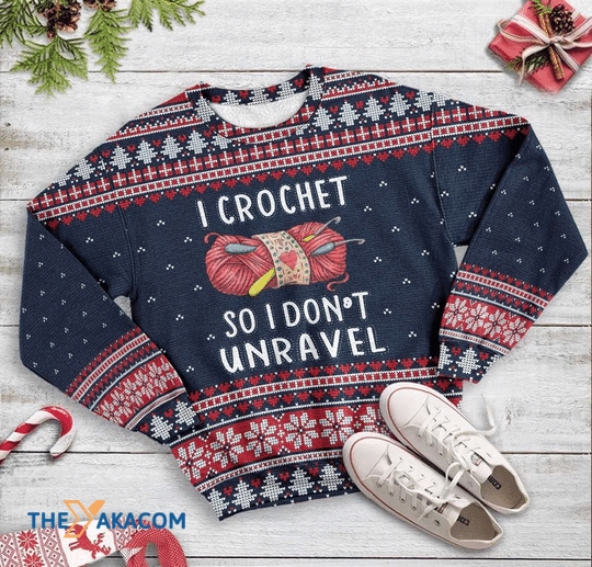 Merry Xmas I Crochet So I Don't Unravel Sewing Gift For Christmas Party Ugly Christmas Sweater