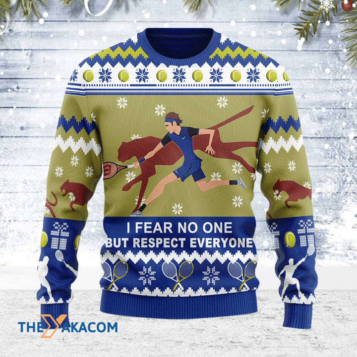 Merry Xmas I Fear No One But Respect Everyone Awesome Gift For Christmas Ugly Christmas Sweater