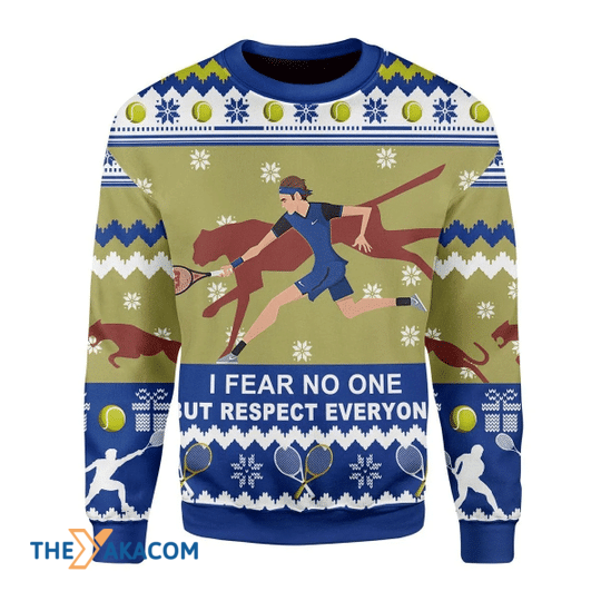 Merry Xmas I Fear No One But Respect Everyone Gift For Christmas Party Ugly Christmas Sweater