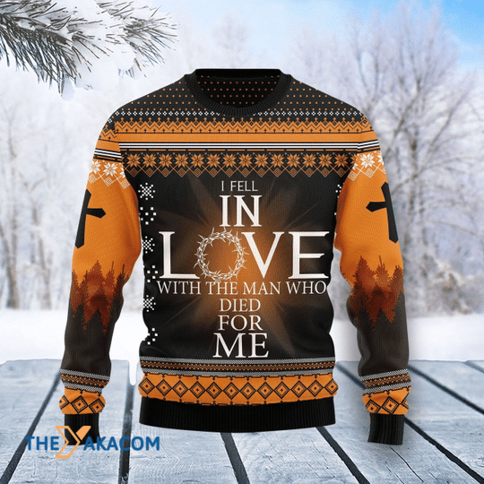 Merry Xmas I Feel In Love With The Man Who Died For Me Ugly Christmas Sweater