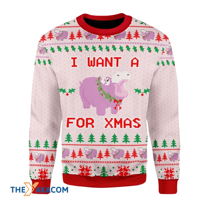 Merry Xmas I Want A Hippopotamus For Xmas Awesome Gift For Christmas Ugly Christmas Sweater