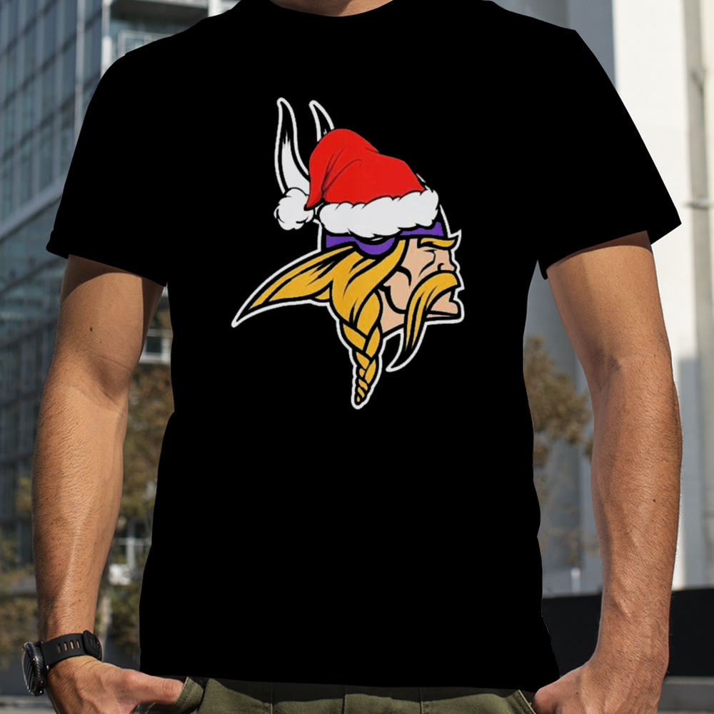 Minnesota Vikings logo Santa Hat Christmas 2023 Shirt