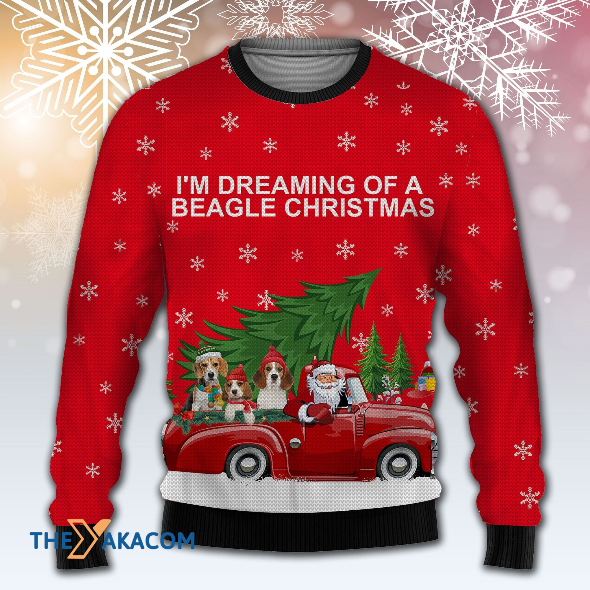 Merry Xmas I'm Dreaming Of A Beagle and Red Truck Awesome Gift For Christmas Ugly Christmas Sweater