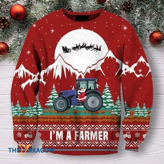 Merry Xmas I'm Santa Clause And Also A Farmer With Awesome Pattern Ugly Christmas Sweater