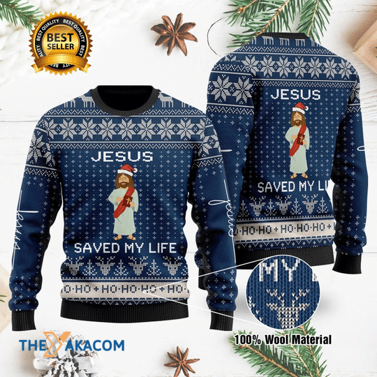 Merry Xmas Incredible Good Jesus Save My Life Special Pattern Ugly Christmas Sweater