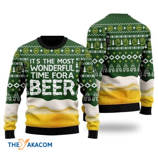 Merry Xmas It's The Most Wonderful Time For A Beer Vintage Ugly Christmas Sweater