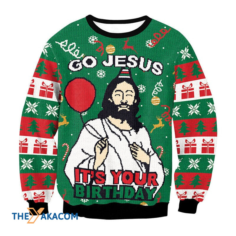 Merry Xmas Jesus Birthday Ornament Awesome Gift For Christmas Ugly Christmas Sweater