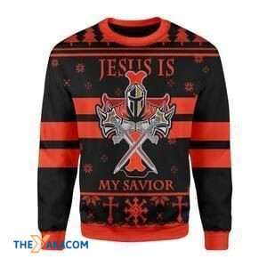 Merry Xmas Jesus Is My Savior Knight Templar Gift For Christmas Party Ugly Christmas Sweater