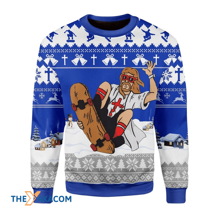 Merry Xmas Jesus Skateboarding Christmas Awesome Gift For Christmas Ugly Christmas Sweater