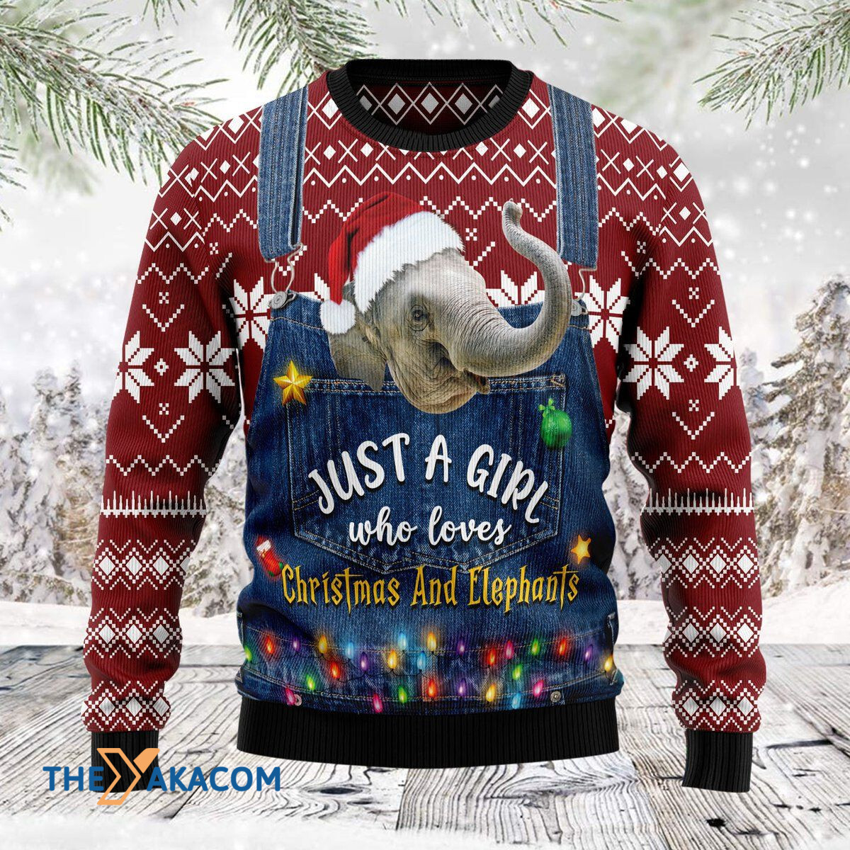 Merry Xmas Just A Girl Who Loves Christmas And Elephants Awesome Gift For Christmas Ugly Christmas Sweater