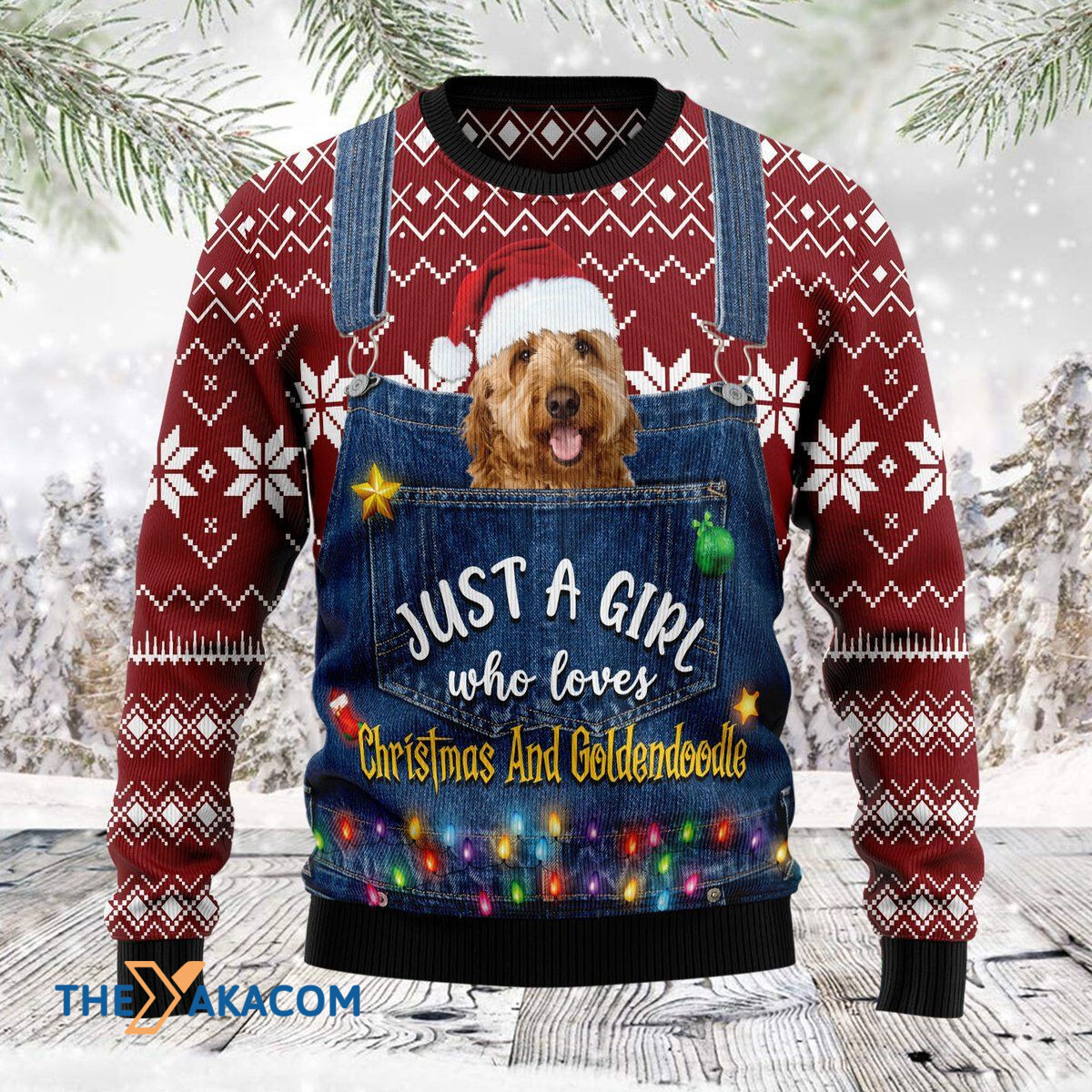 Merry Xmas Just A Girl Who Loves Christmas And Goldendoodle Awesome Gift For Christmas Ugly Christmas Sweater