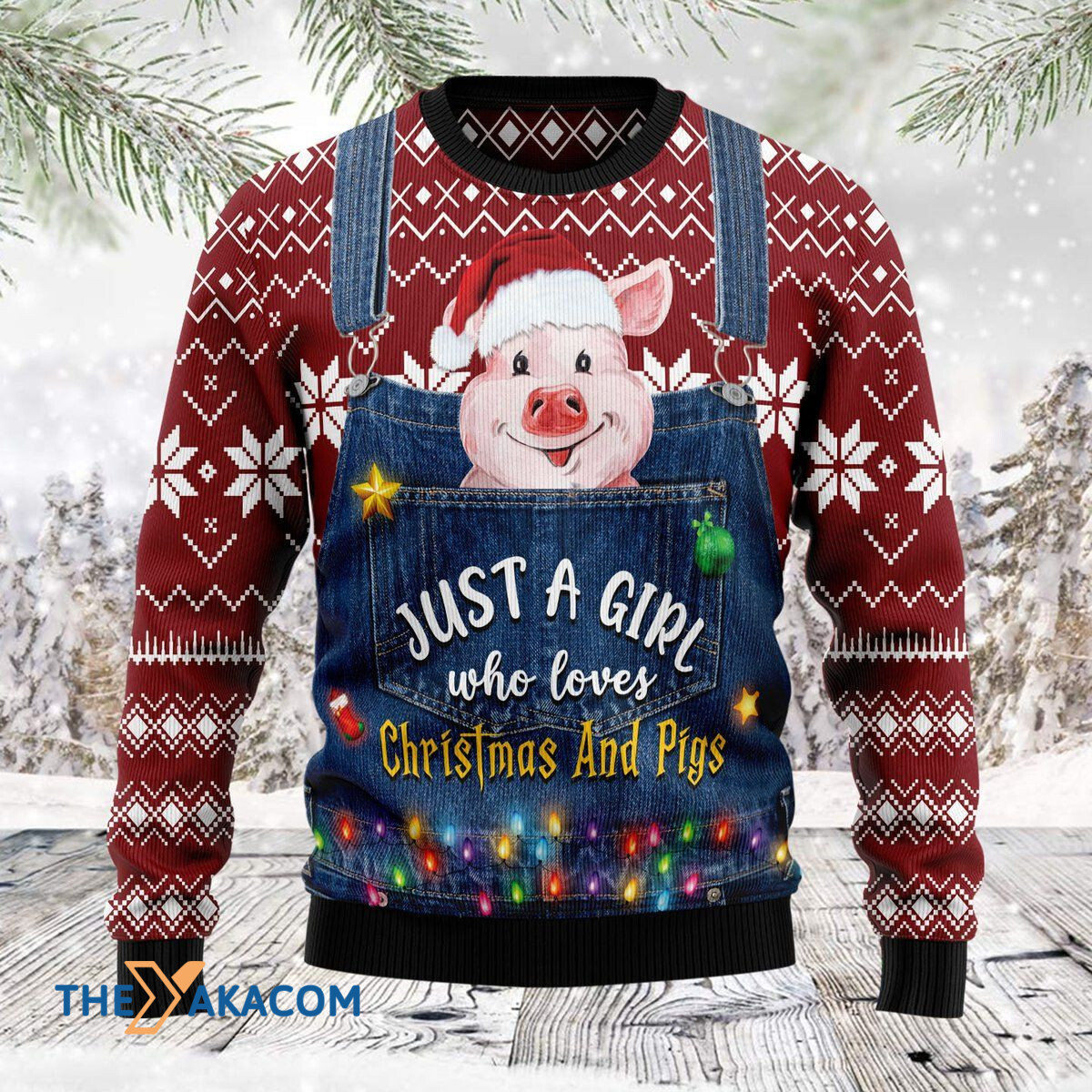 Merry Xmas Just A Girl Who Loves Christmas And Pigs Awesome Gift For Christmas Ugly Christmas Sweater