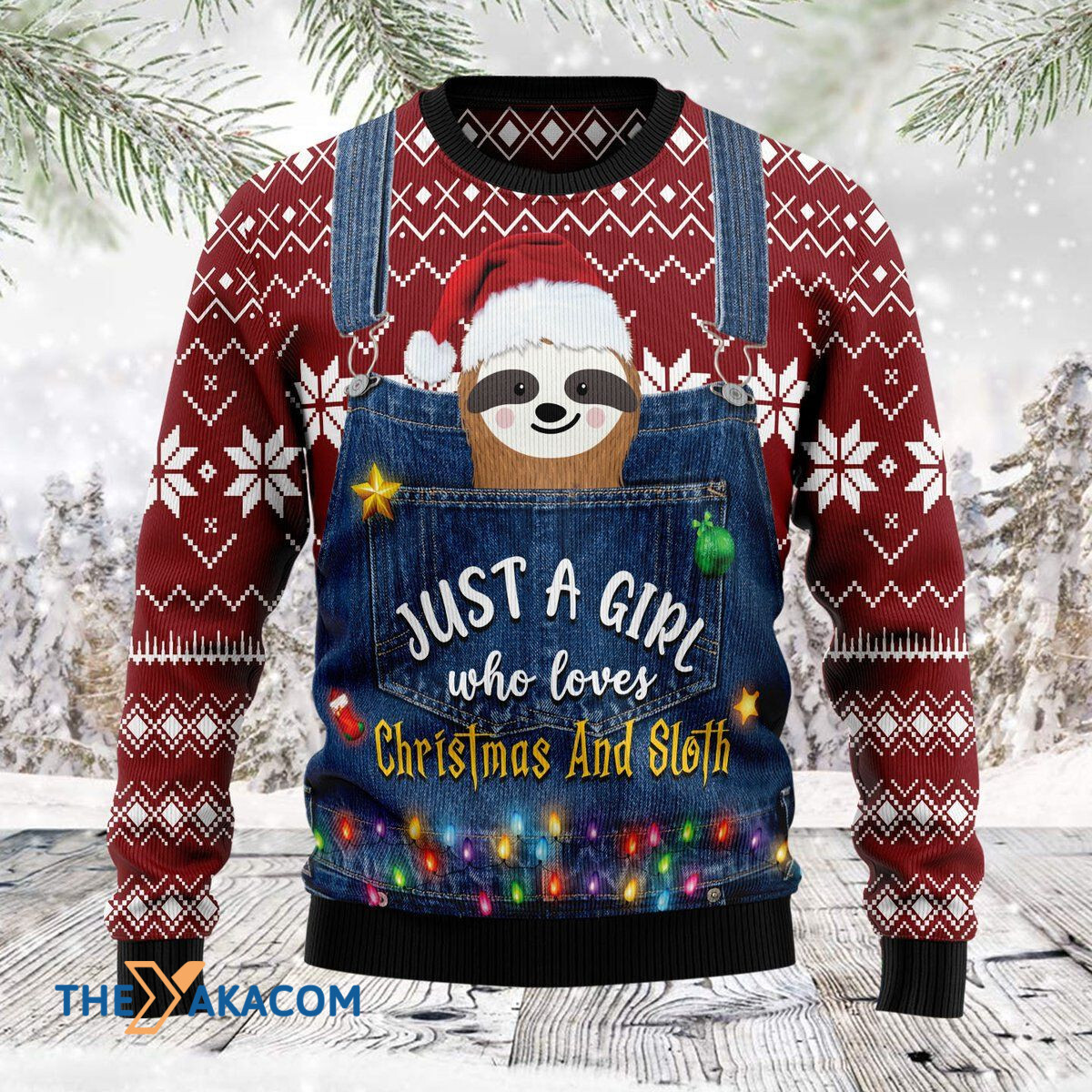 Merry Xmas Just A Girl Who Loves Christmas And Sloth Awesome Gift For Christmas Ugly Christmas Sweater