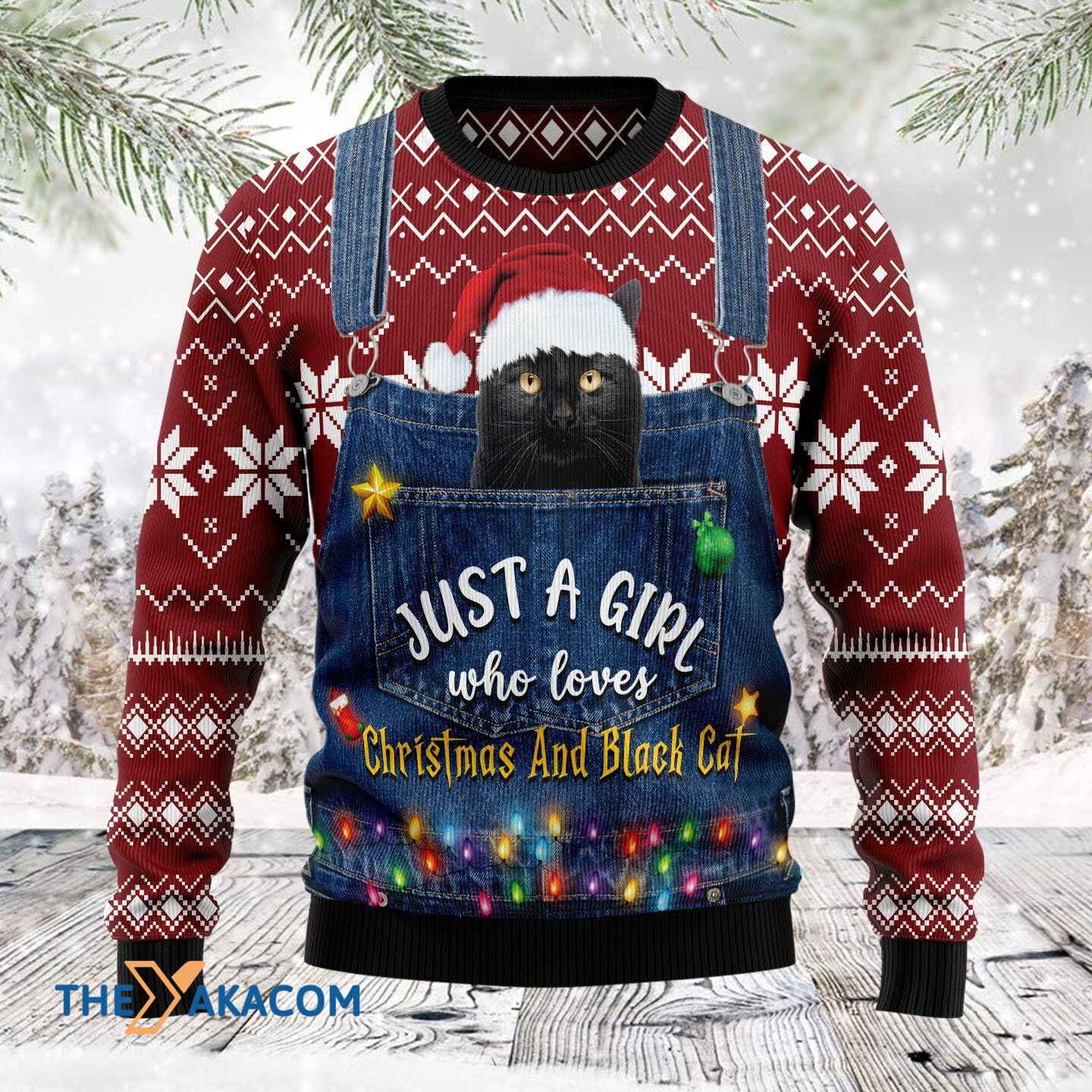 Merry Xmas Just A Girl Who Loves Christmas Black Cat Awesome Gift For Christmas Ugly Christmas Sweater